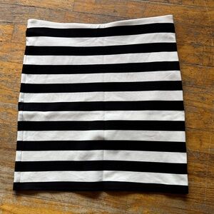 LOFT Black‎ and White Striped Mini Skirt